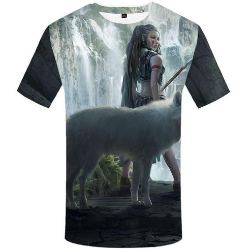 T-Shirt Loup Femme Tribal